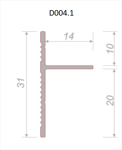 Плинтус алюминиевый теневой под покраску Decaro D004.1 2000×31×14