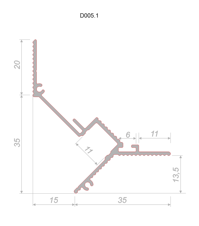 Профиль алюминиевый теневой с подсветкой Decaro D005A Black Черный 2000×50×55