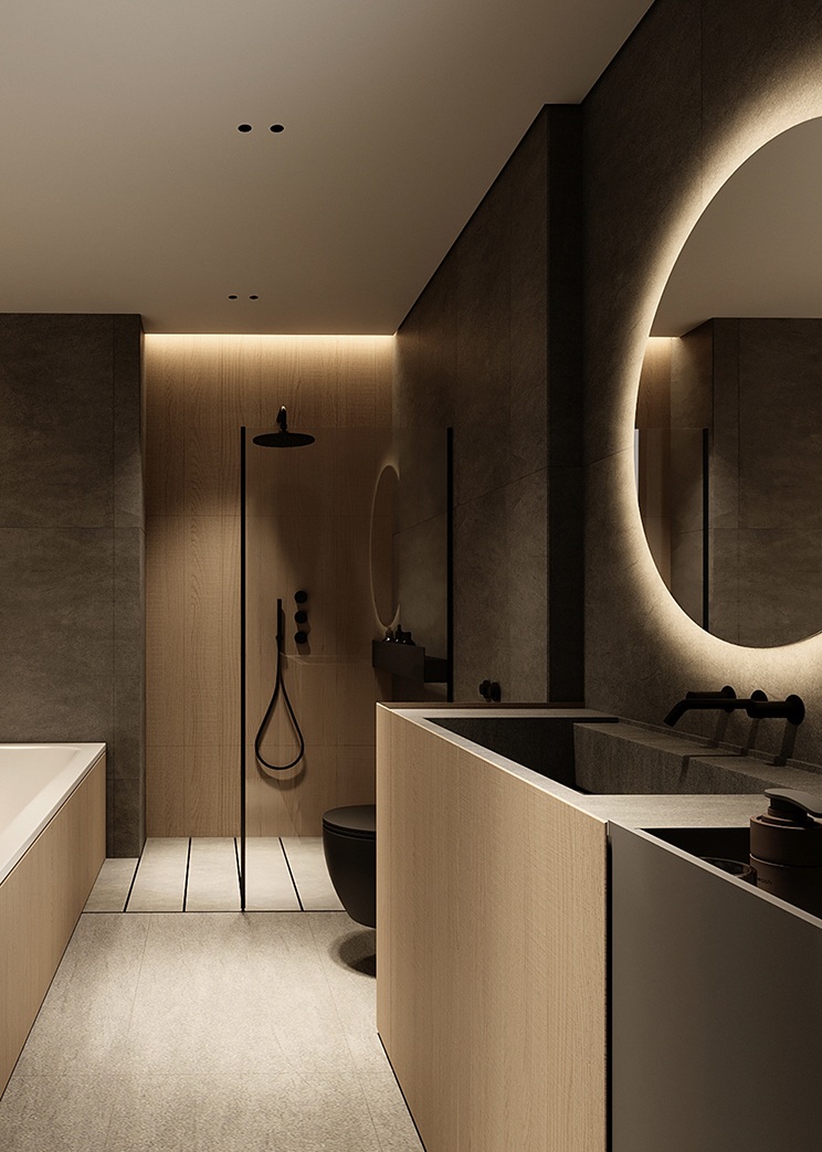 Профиль алюминиевый теневой с подсветкой Decaro D005A Black Черный 2000×50×55 фото в интерьере