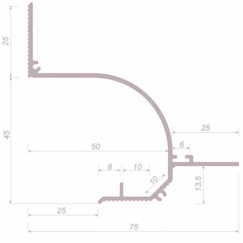 Профиль алюминиевый теневой с подсветкой Decaro D006A Black Черный 2000×75×70