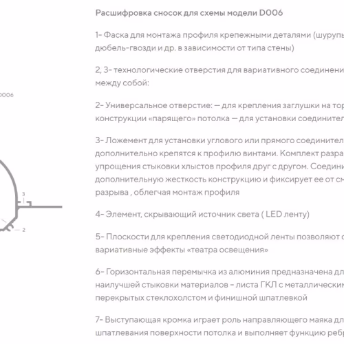 Профиль алюминиевый теневой с подсветкой Decaro D006A Black Черный 2000×75×70