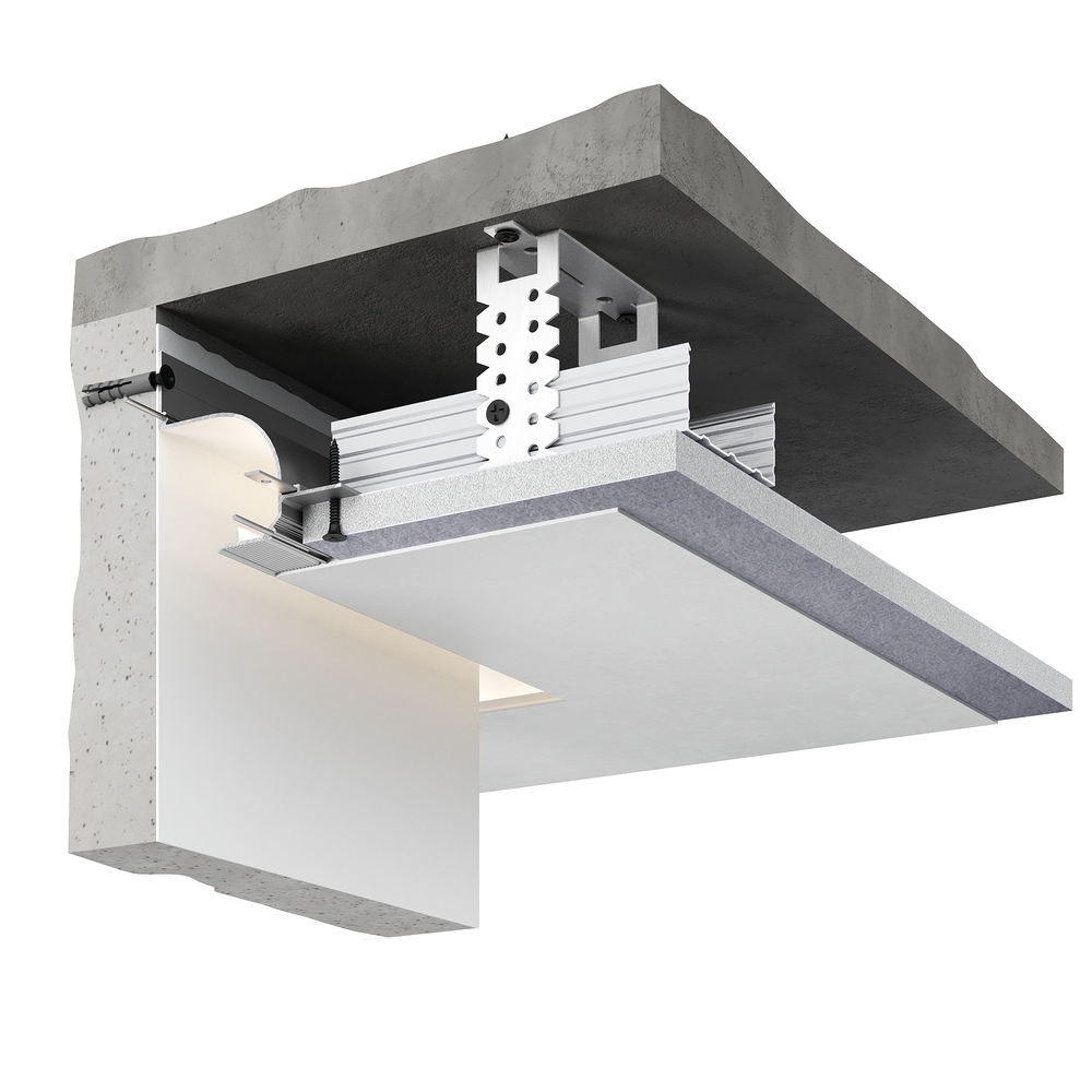 Профиль алюминиевый теневой под покраску с подсветкой Decaro D006 2000×75×70