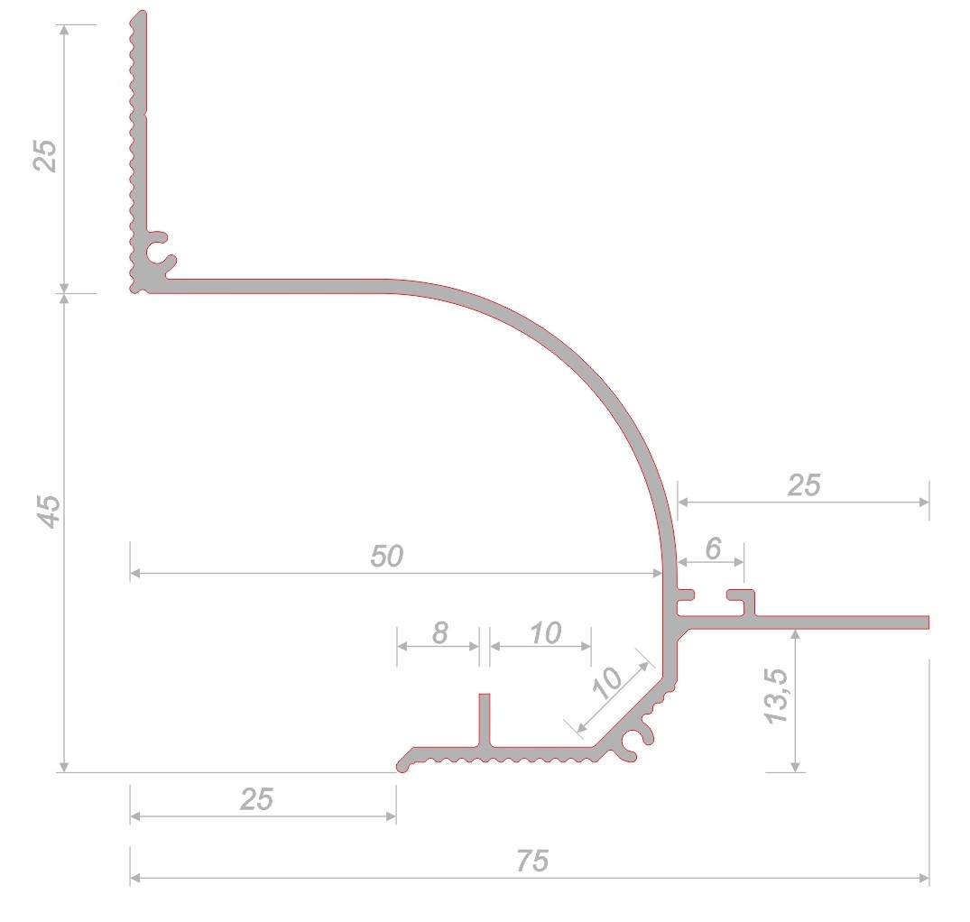 Профиль алюминиевый теневой с подсветкой Decaro D006A Black Черный 2000×75×70