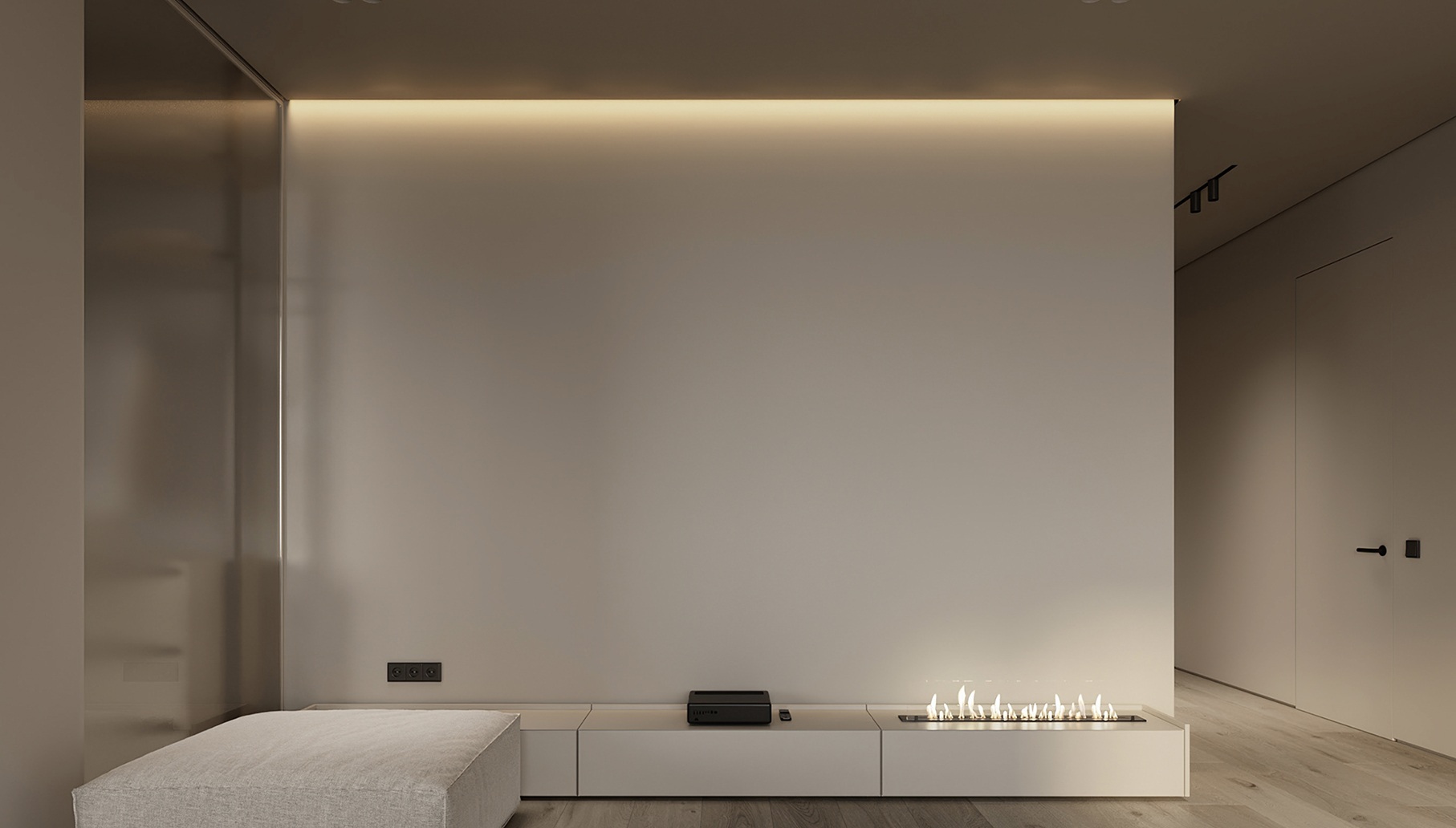 Профиль алюминиевый теневой с подсветкой Decaro D006A Black Черный 2000×75×70 фото в интерьере