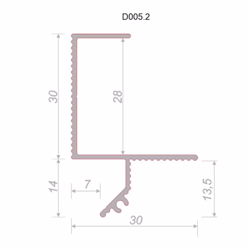 Профиль алюминиевый теневой Decaro D005.2A Black Черный 2000×30×44