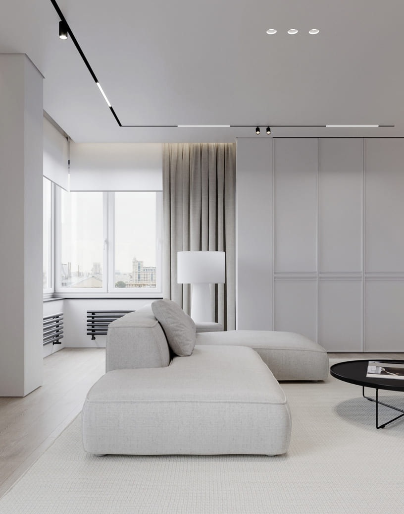 Профиль алюминиевый теневой под покраску Decaro D005.2 2000×30×44 фото в интерьере