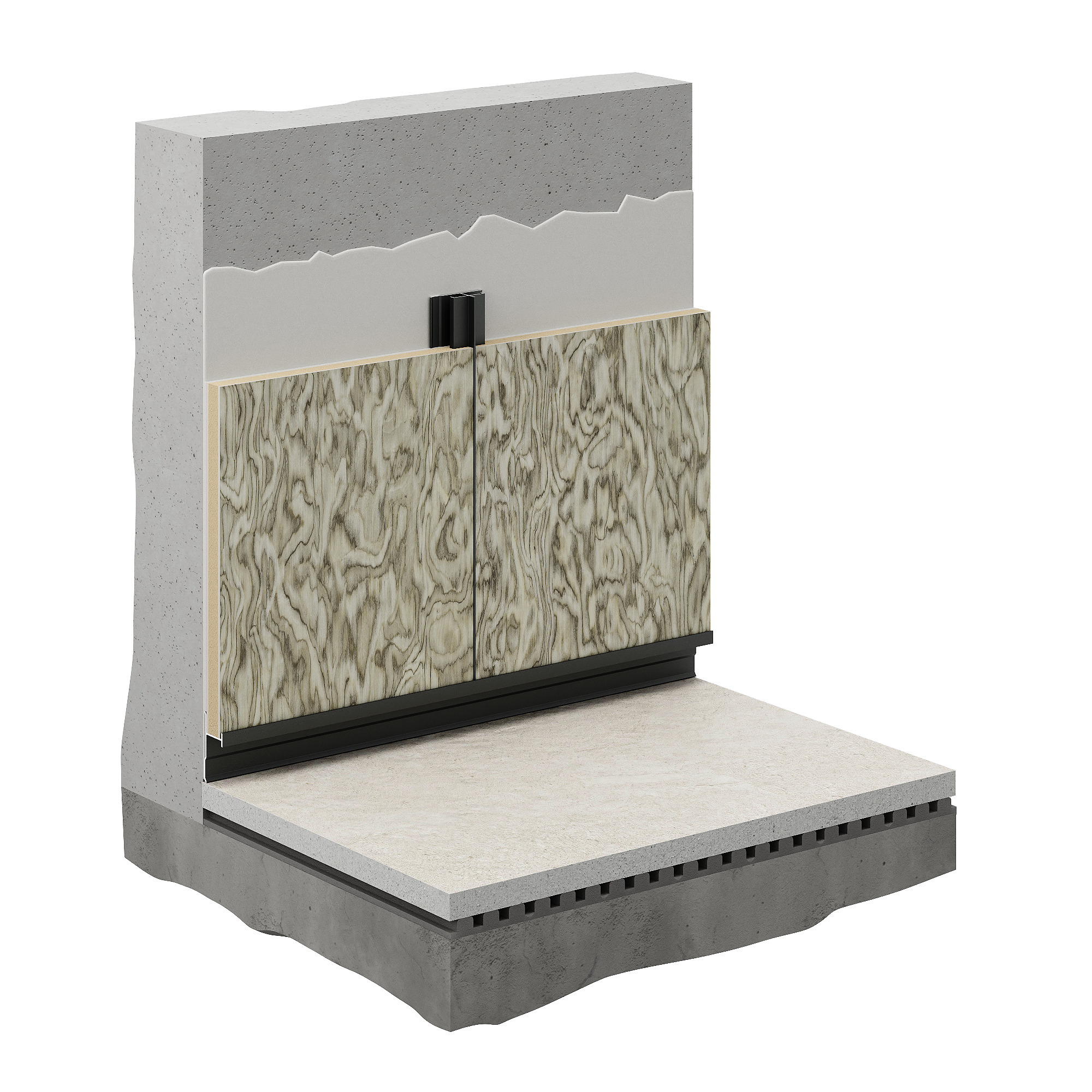 Профиль алюминиевый теневой соединительный Decaro D1182 Black anodizer Черный 3000×22,8×8,5