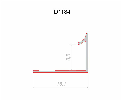 Профиль алюминиевый теневой угловой Decaro D1184 Black anodizer Черный 3000×18,1×8,5