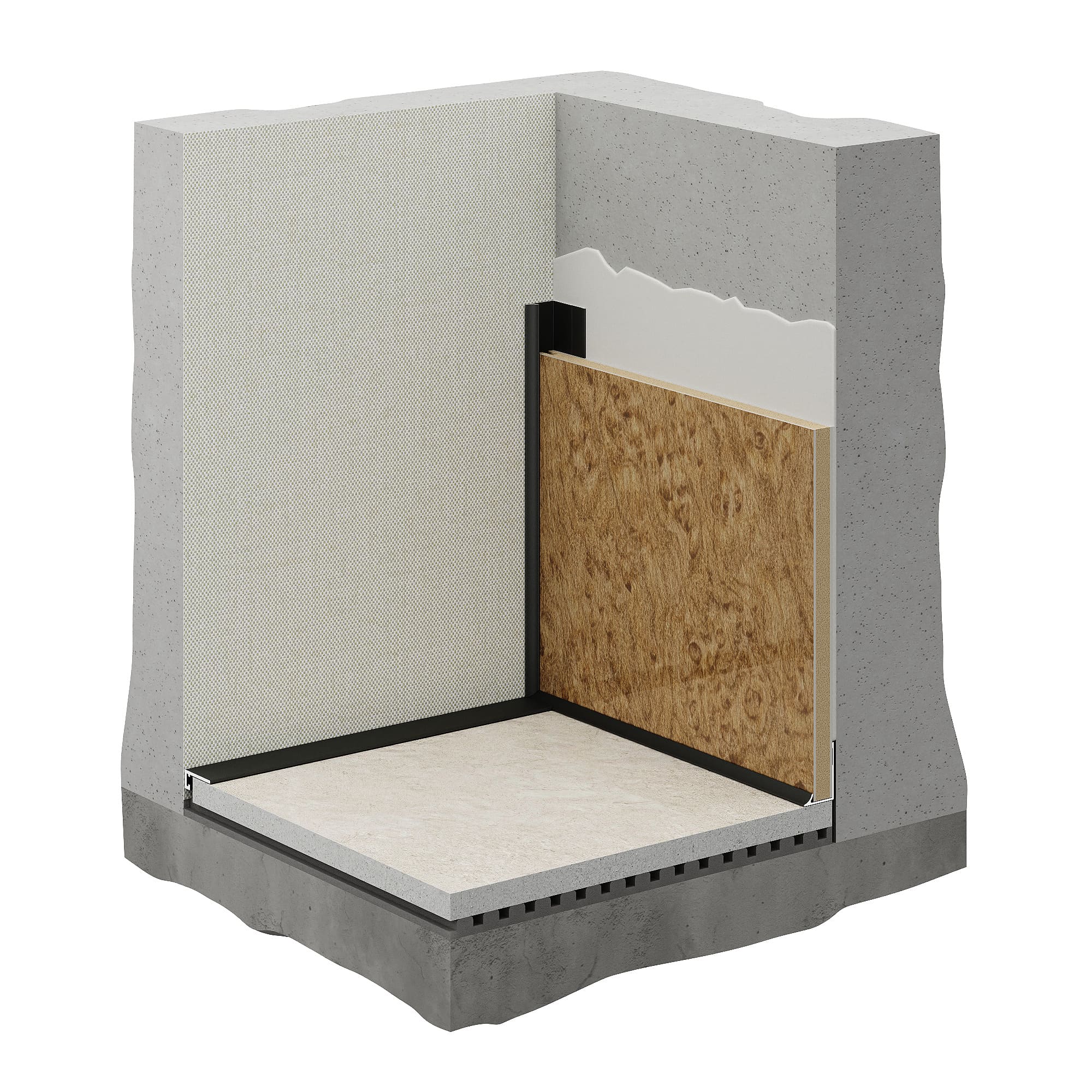 Профиль алюминиевый теневой угловой Decaro D1184 Black anodizer Черный 3000×18,1×8,5