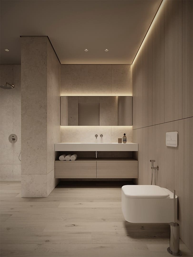 Профиль алюминиевый теневой разделительный Decaro D009A Brass Латунный 3000×5×10 фото в интерьере