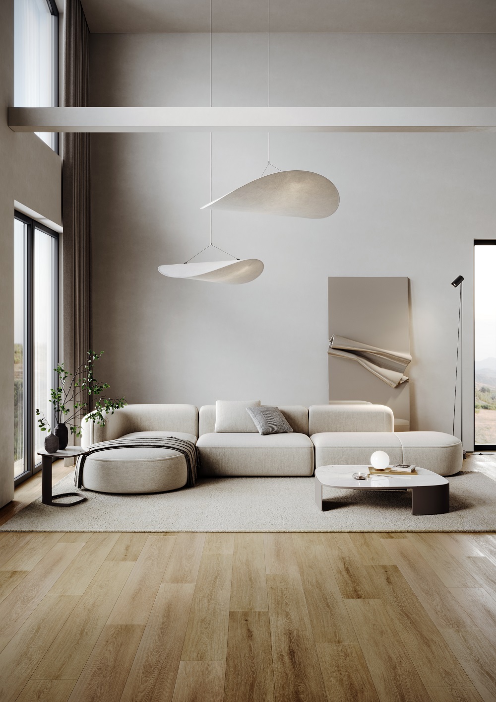 Кварцвиниловый SPC ламинат Fargo Bevel Дуб Севилья 50-2105 1520×227×6 фото в интерьере