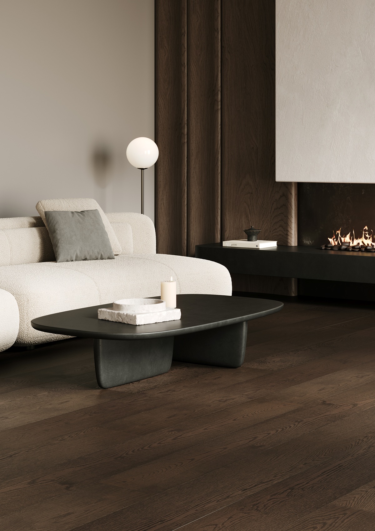 Композитная паркетная доска Quartz Parquet Престиж Дуб Трюфельный 1258-03 ABCD 700-1900×190×7 фото в интерьере