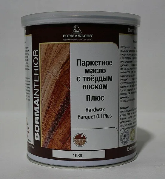Бесцветное масло для пола Borma Hardwax Parquet Oil Plus 1030 матовое 1 л