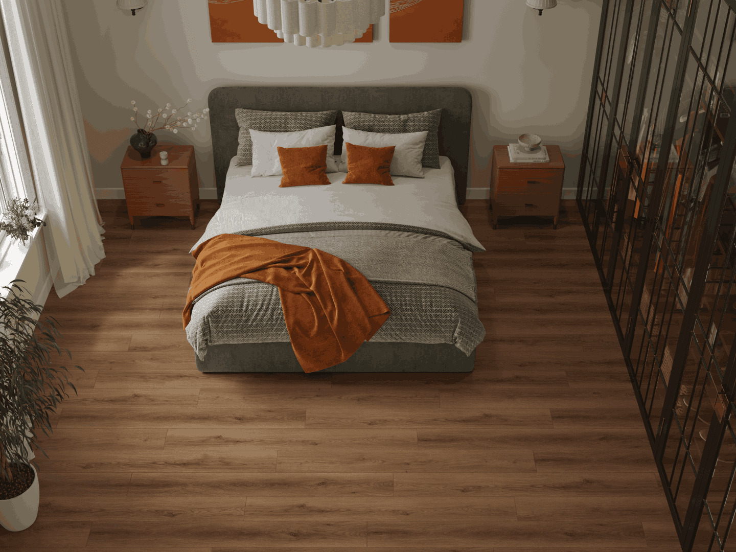 Кварцвиниловый SPC ламинат Alpine Floor Premium XL Дуб Умбровый ECO 7-35 1524×180×8 фото в интерьере