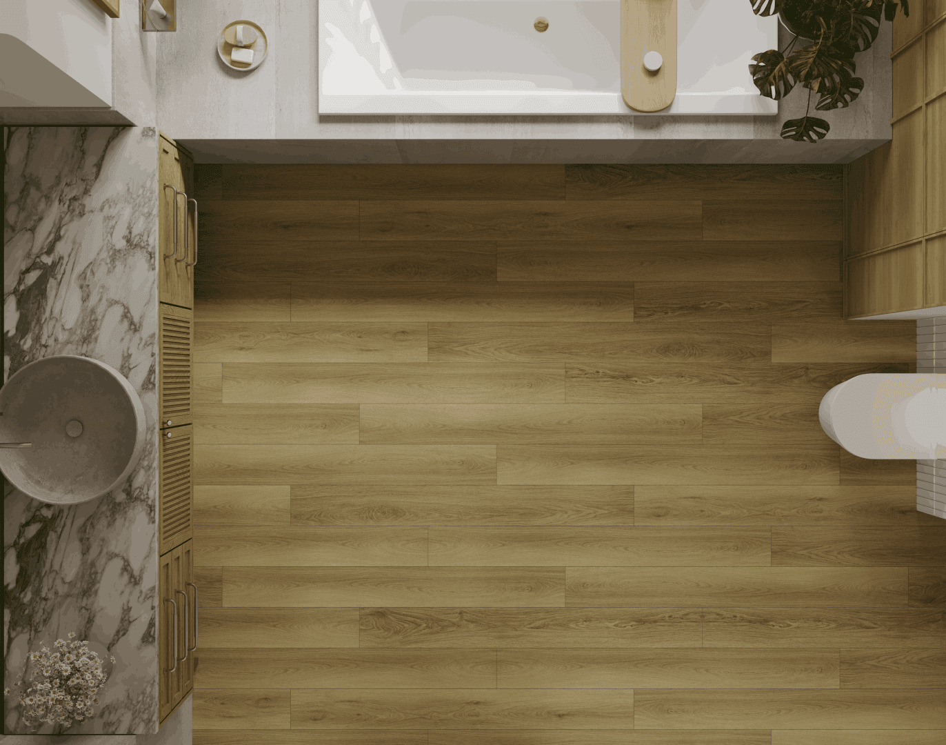 Кварцвиниловый SPC ламинат Alpine Floor Premium XL Дуб Усадебный ECO 7-40 1524×180×8 фото в интерьере