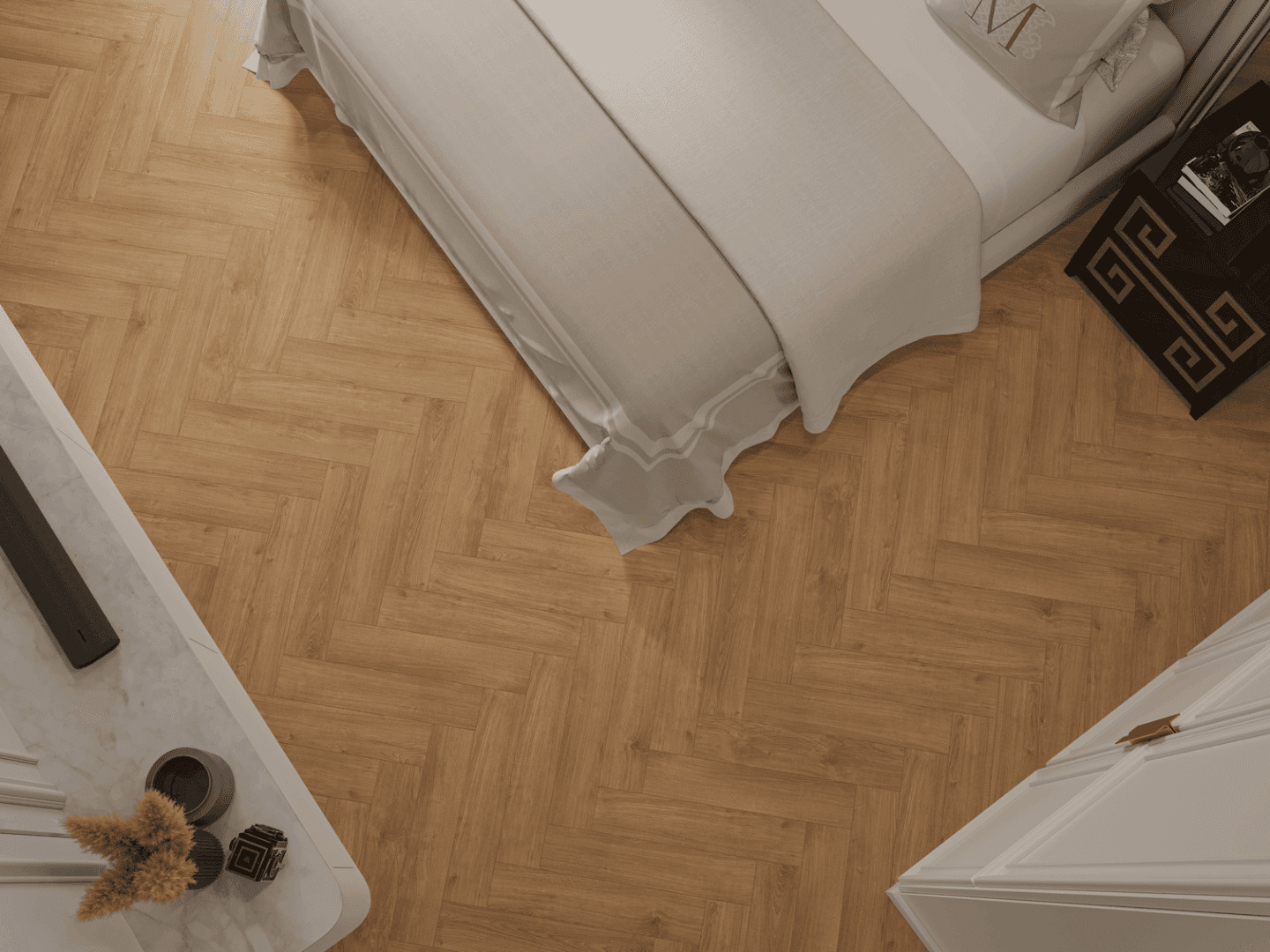 Кварцвиниловый SPC ламинат Norland Parquet Value Oak 1066-1 венгерская елка 600×125×4 фото в интерьере