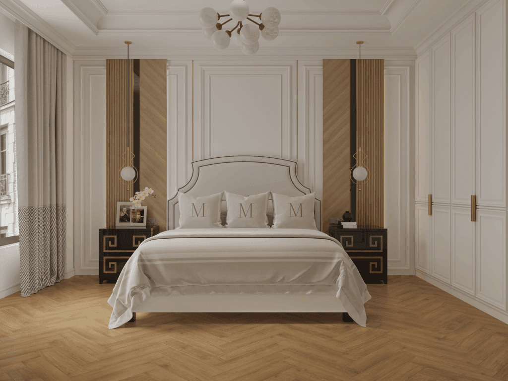 Кварцвиниловый SPC ламинат Norland Parquet Value Oak 1066-1 венгерская елка 600×125×4 фото в интерьере