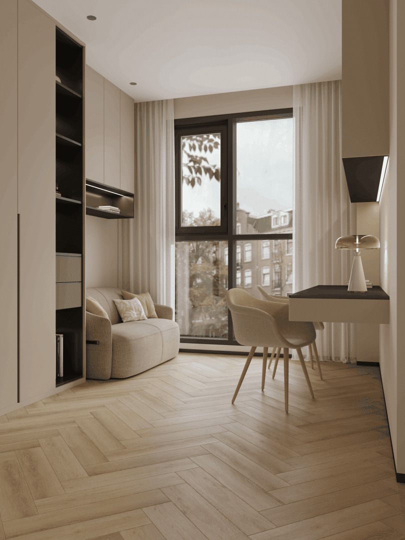 Кварцвиниловый SPC ламинат Norland Parquet Quick Light 1066-3 венгерская елка 600×125×4 фото в интерьере