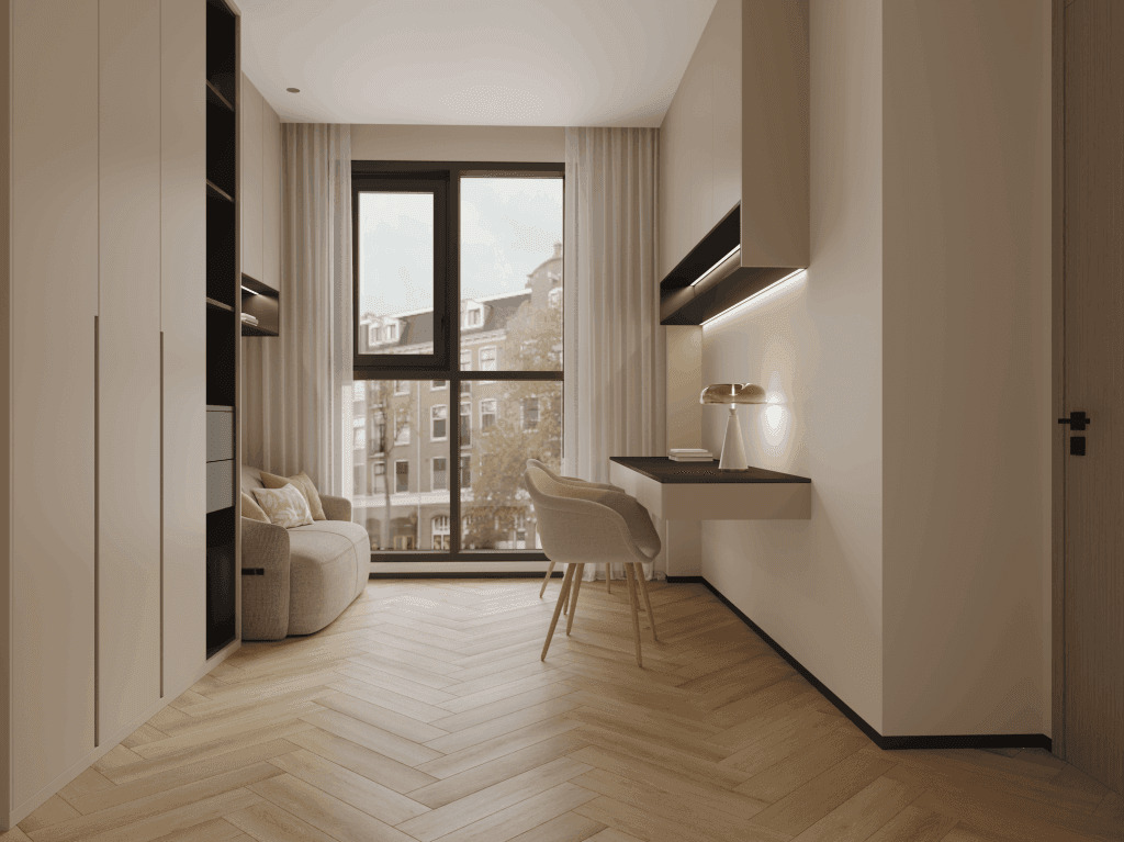 Кварцвиниловый SPC ламинат Norland Parquet Quick Light 1066-3 венгерская елка 600×125×4 фото в интерьере