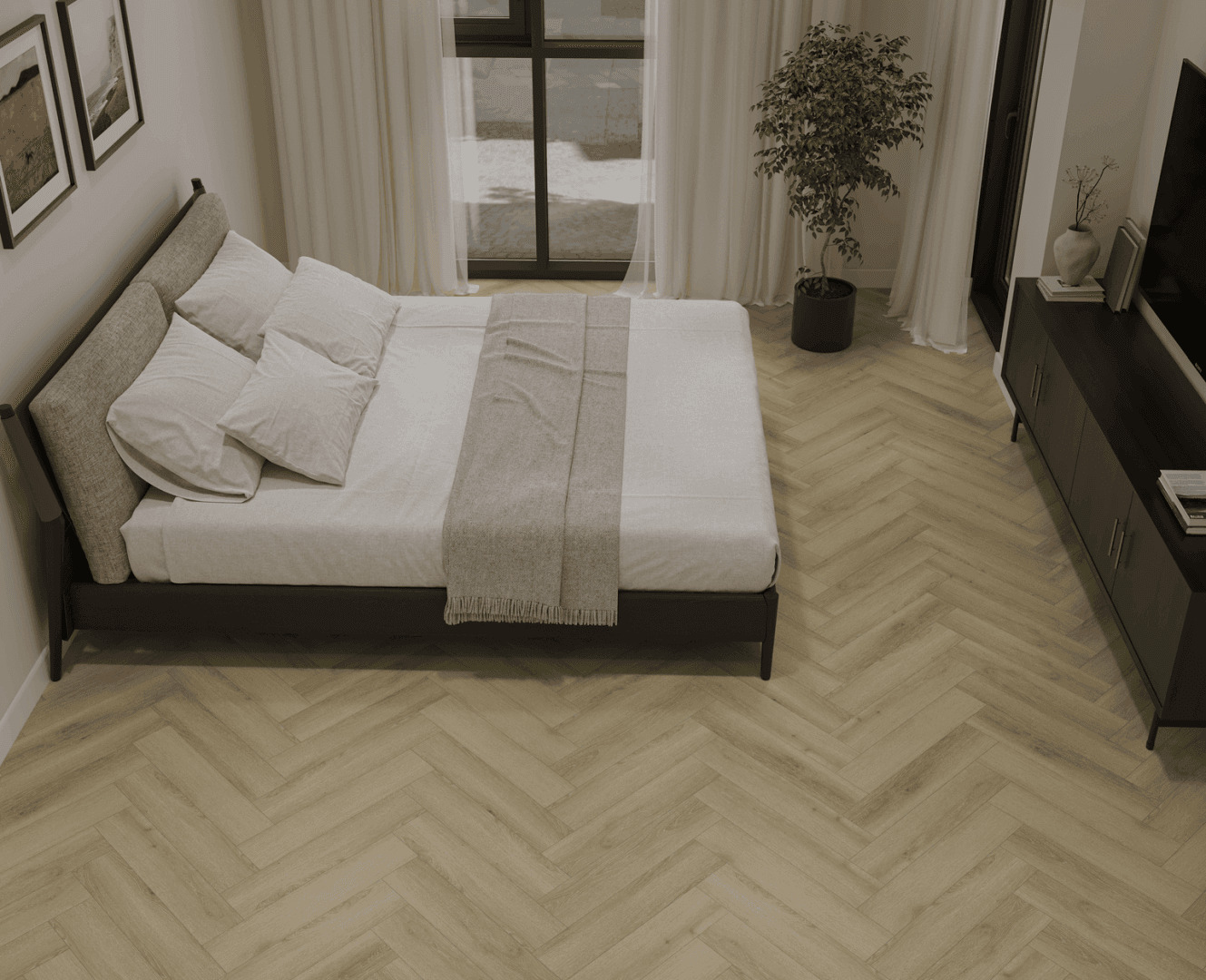 Кварцвиниловый SPC ламинат Norland Parquet Instant Light 1066-4 венгерская елка 600×125×4 фото в интерьере