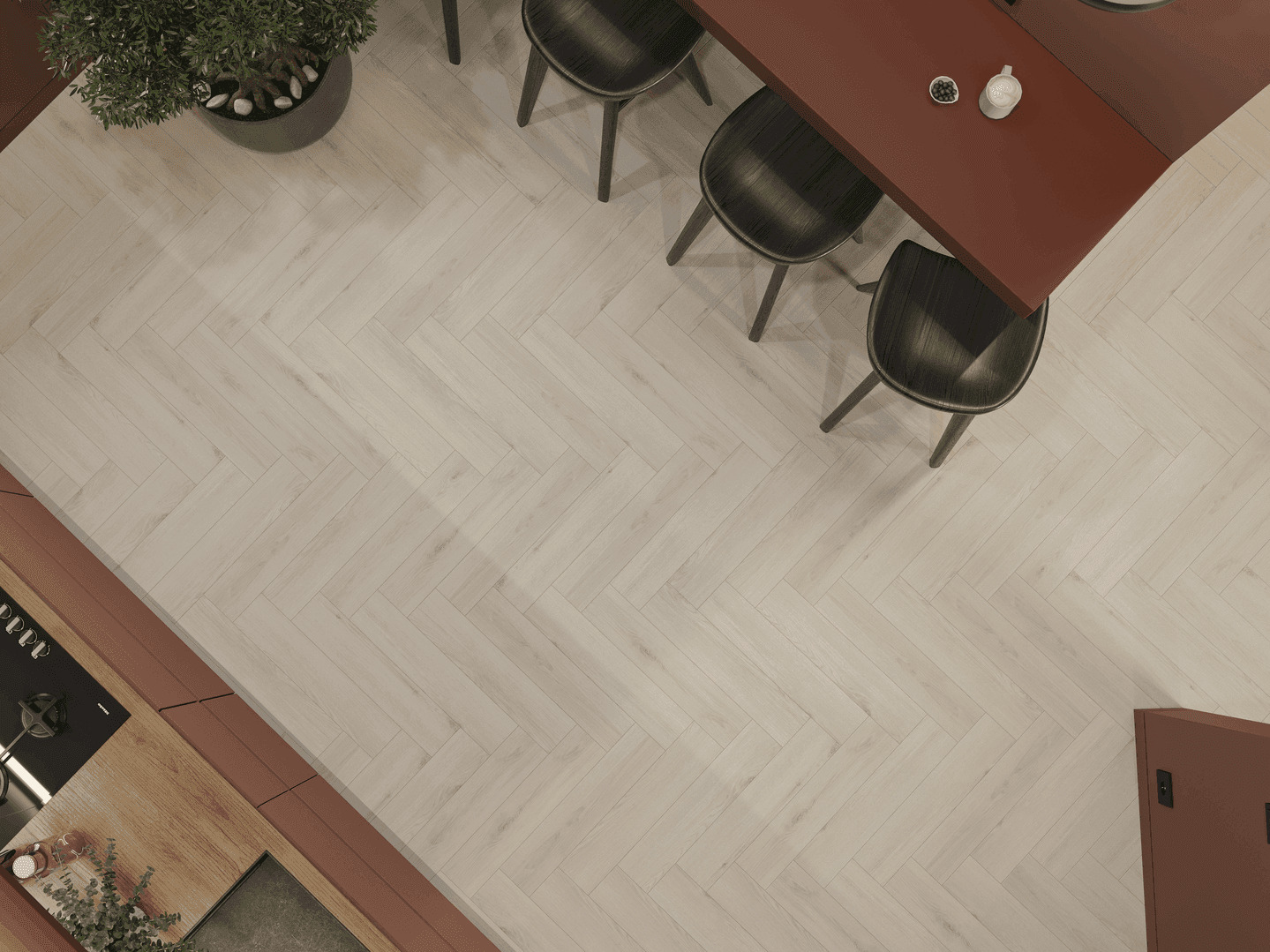 Кварцвиниловый SPC ламинат Norland Parquet Easy Plank 1066-5 венгерская елка 600×125×4 фото в интерьере