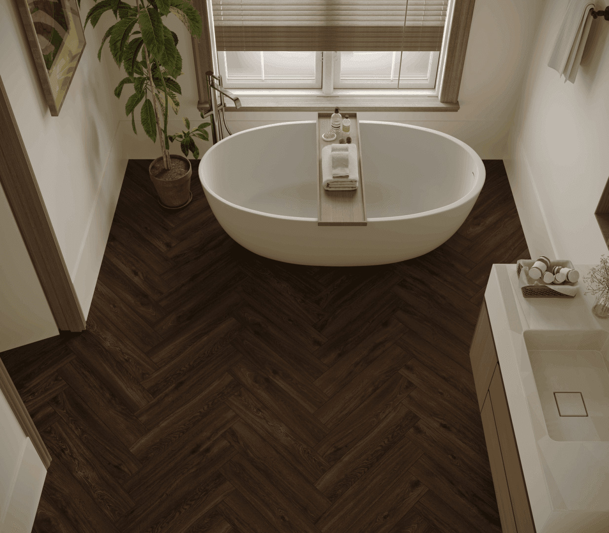 Кварцвиниловый SPC ламинат Norland Parquet Swift Style 1066-9 венгерская елка 600×125×4 фото в интерьере