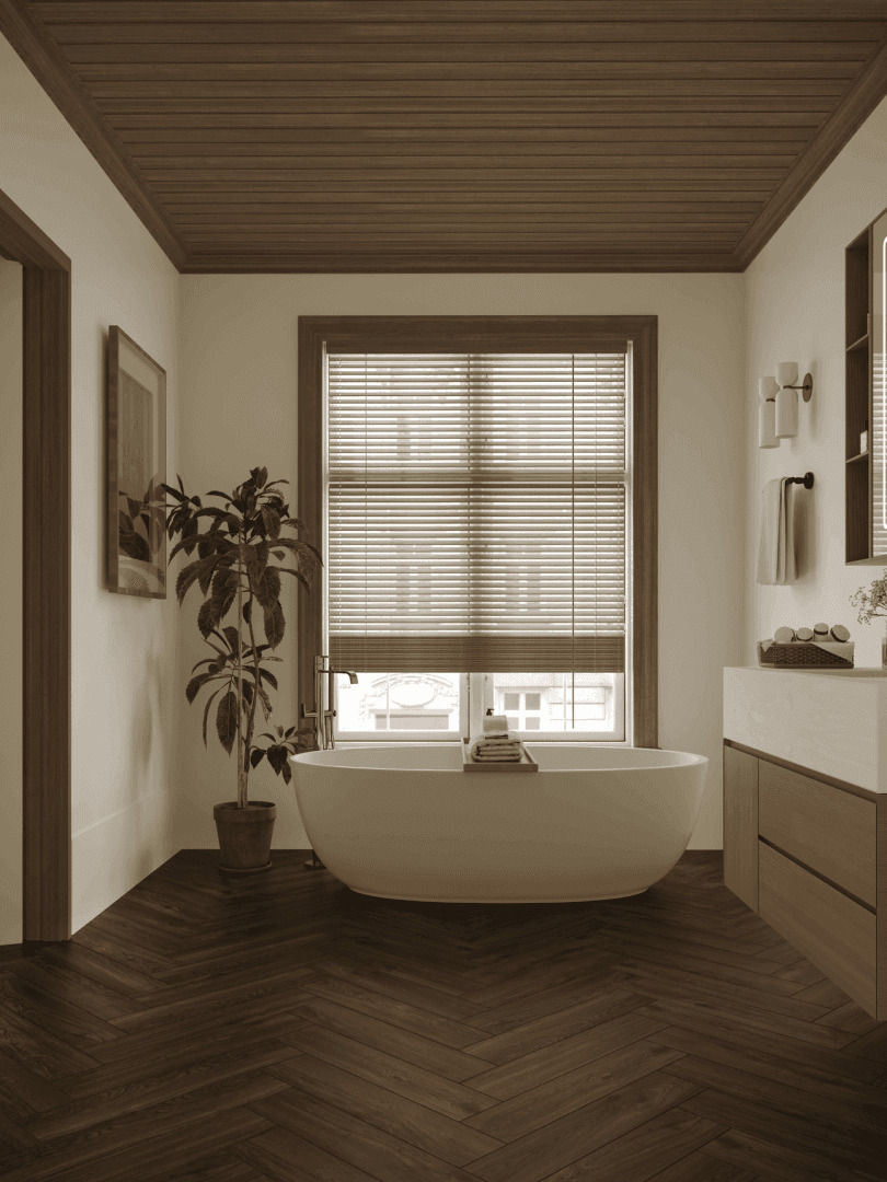 Кварцвиниловый SPC ламинат Norland Parquet Swift Style 1066-9 венгерская елка 600×125×4 фото в интерьере