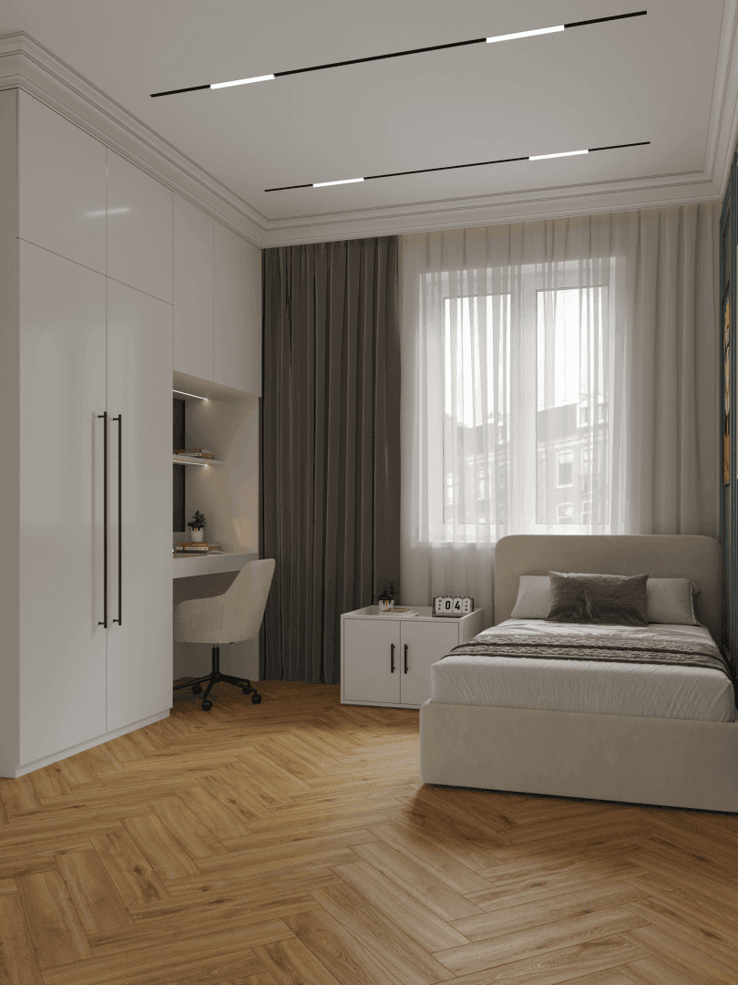 Кварцвиниловый SPC ламинат Norland Parquet Basic Room 1066-10 венгерская елка 600×125×4 фото в интерьере