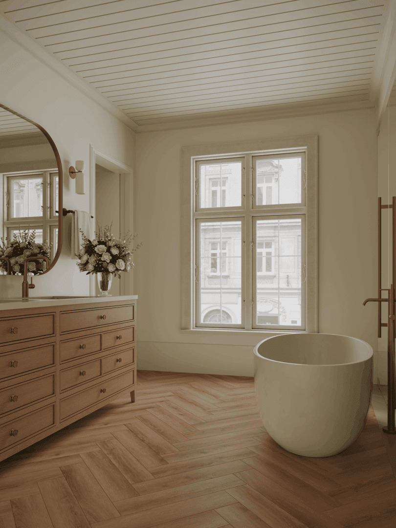 Кварцвиниловый SPC ламинат Norland Parquet S Lama 1055-4 венгерская елка 600×125×4 фото в интерьере Кварцвиниловый SPC ламинат Norland Parquet S Lama 1055-4 венгерская елка 600×125×4 фото в интерьере