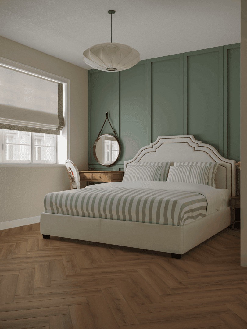 Кварцвиниловый SPC ламинат Norland Parquet S Ladoga 1055-6 венгерская елка 600×125×4 фото в интерьере