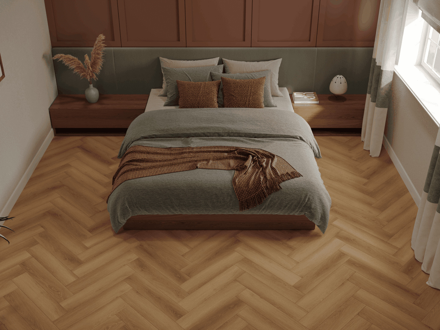 Кварцвиниловый SPC ламинат Norland Parquet S Orel 1055-7 венгерская елка 600×125×4 фото в интерьере