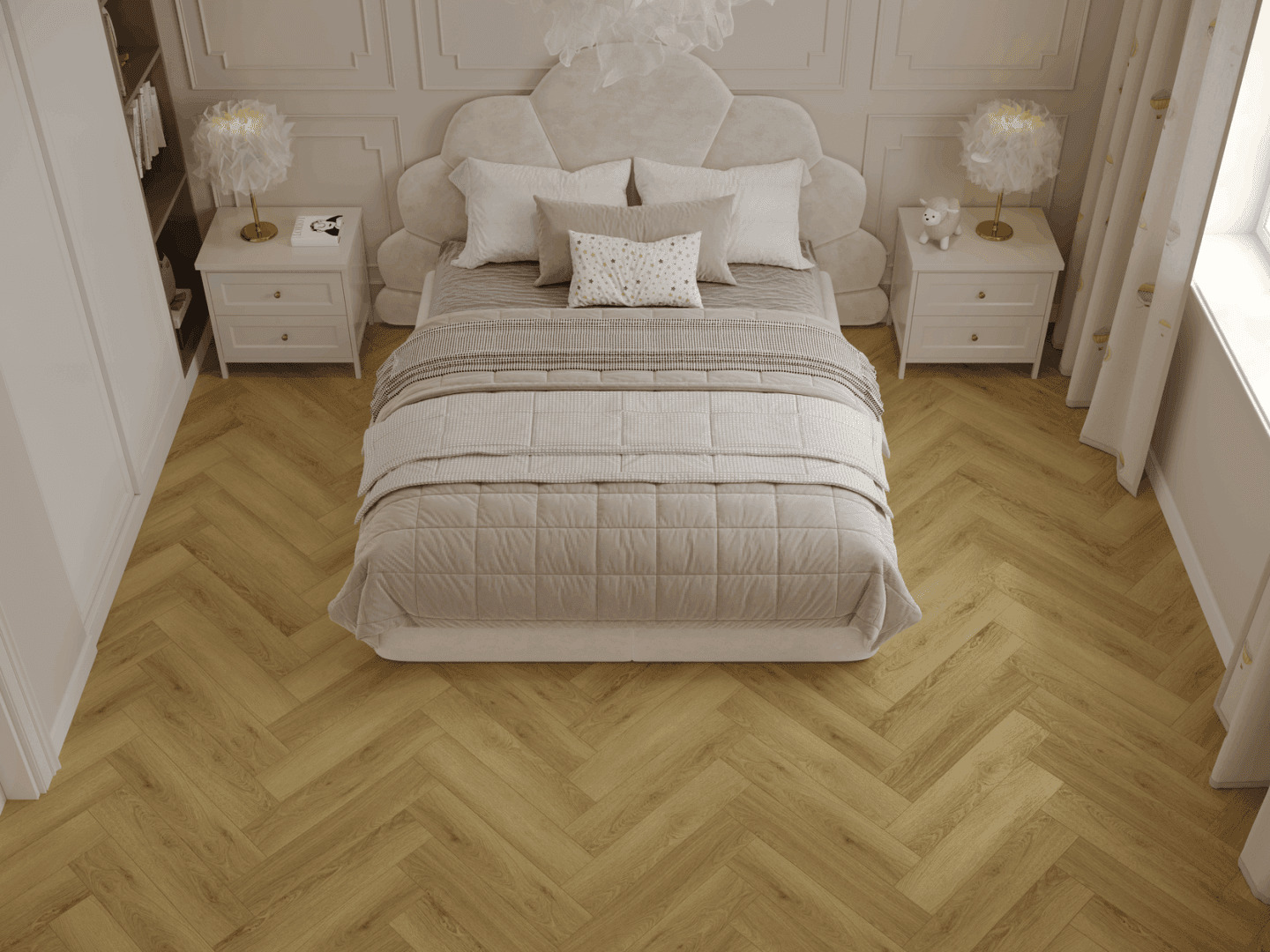 Кварцвиниловый SPC ламинат Norland Parquet S Vuoksa 1055-8 венгерская елка 600×125×4 фото в интерьере