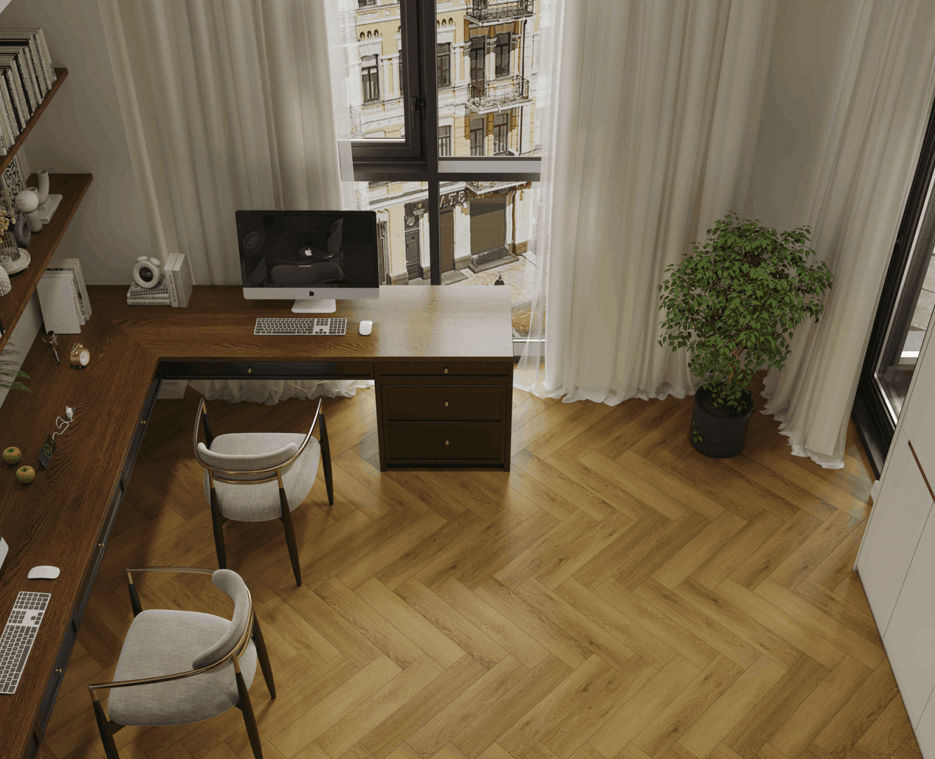 Кварцвиниловый SPC ламинат Norland Parquet S Seliger 1055-9 венгерская елка 600×125×4 фото в интерьере