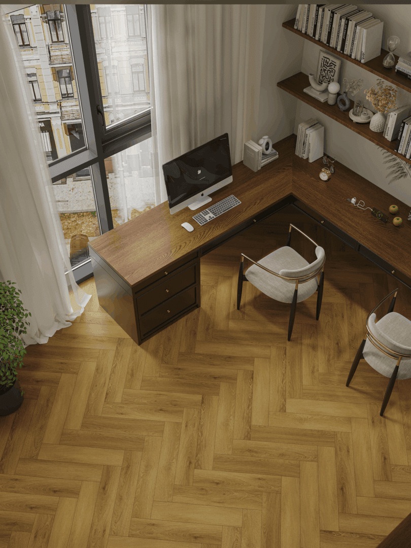 Кварцвиниловый SPC ламинат Norland Parquet S Seliger 1055-9 венгерская елка 600×125×4 фото в интерьере