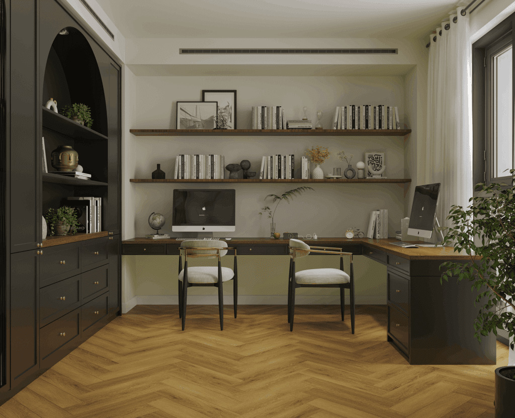 Кварцвиниловый SPC ламинат Norland Parquet S Seliger 1055-9 венгерская елка 600×125×4 фото в интерьере