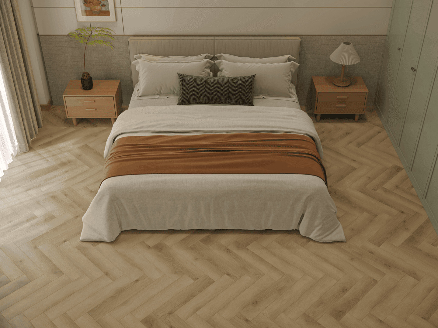 Кварцвиниловый SPC ламинат Norland Parquet S Glou 1055-20 венгерская елка 600×125×4 фото в интерьере
