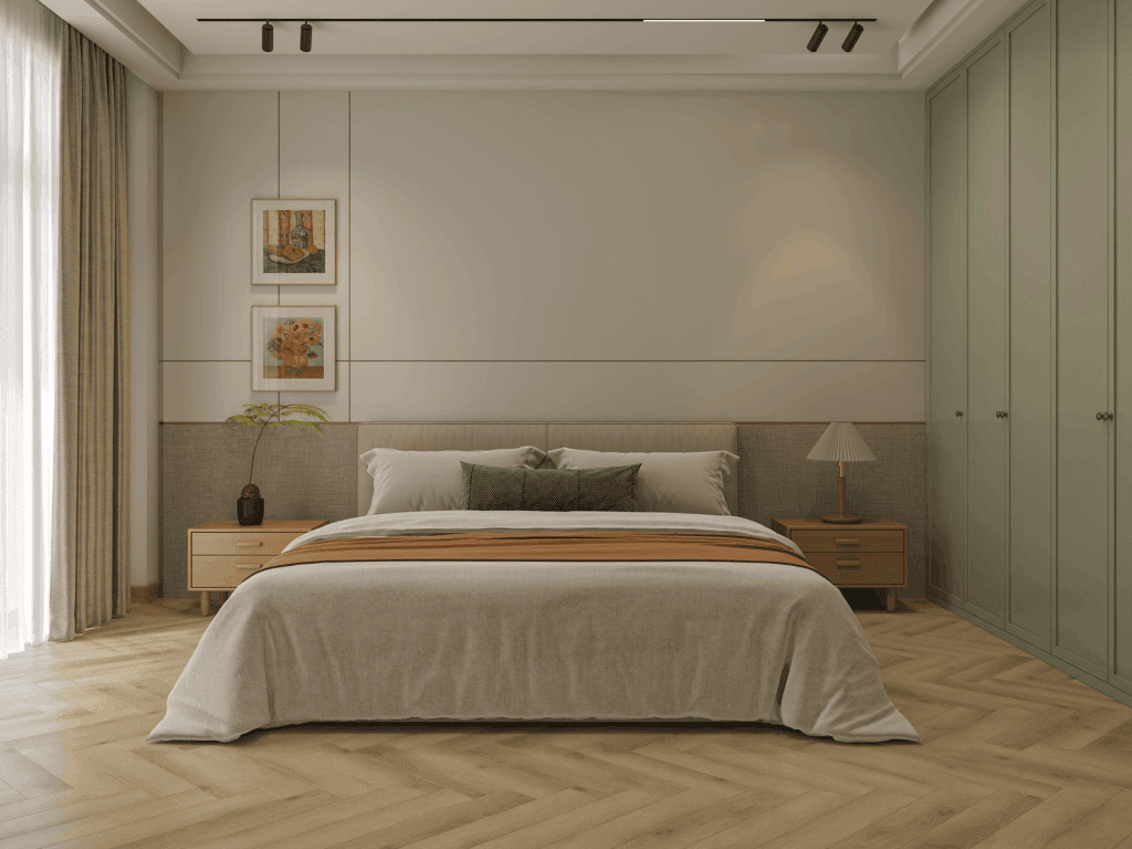 Кварцвиниловый SPC ламинат Norland Parquet S Glou 1055-20 венгерская елка 600×125×4 фото в интерьере