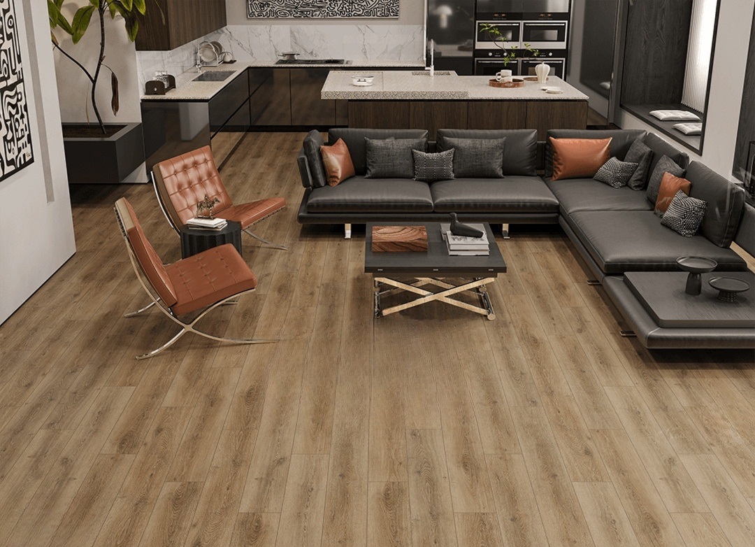 Кварцвиниловый SPC ламинат Norland Lagom Parquet Takara 1033-12 венгерская елка 600×125×3,5 фото в интерьере