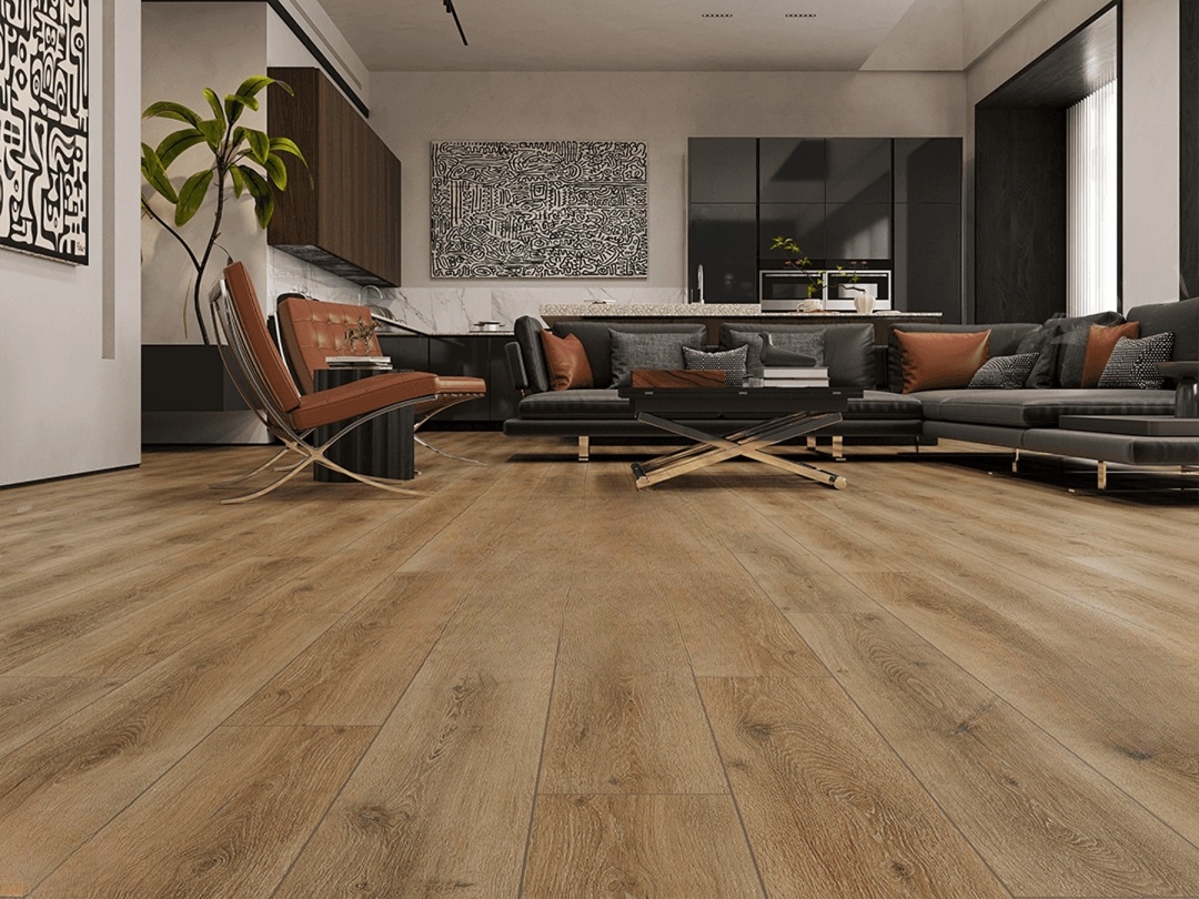 Кварцвиниловый SPC ламинат Norland Lagom Parquet Takara 1033-12 венгерская елка 600×125×3,5 фото в интерьере