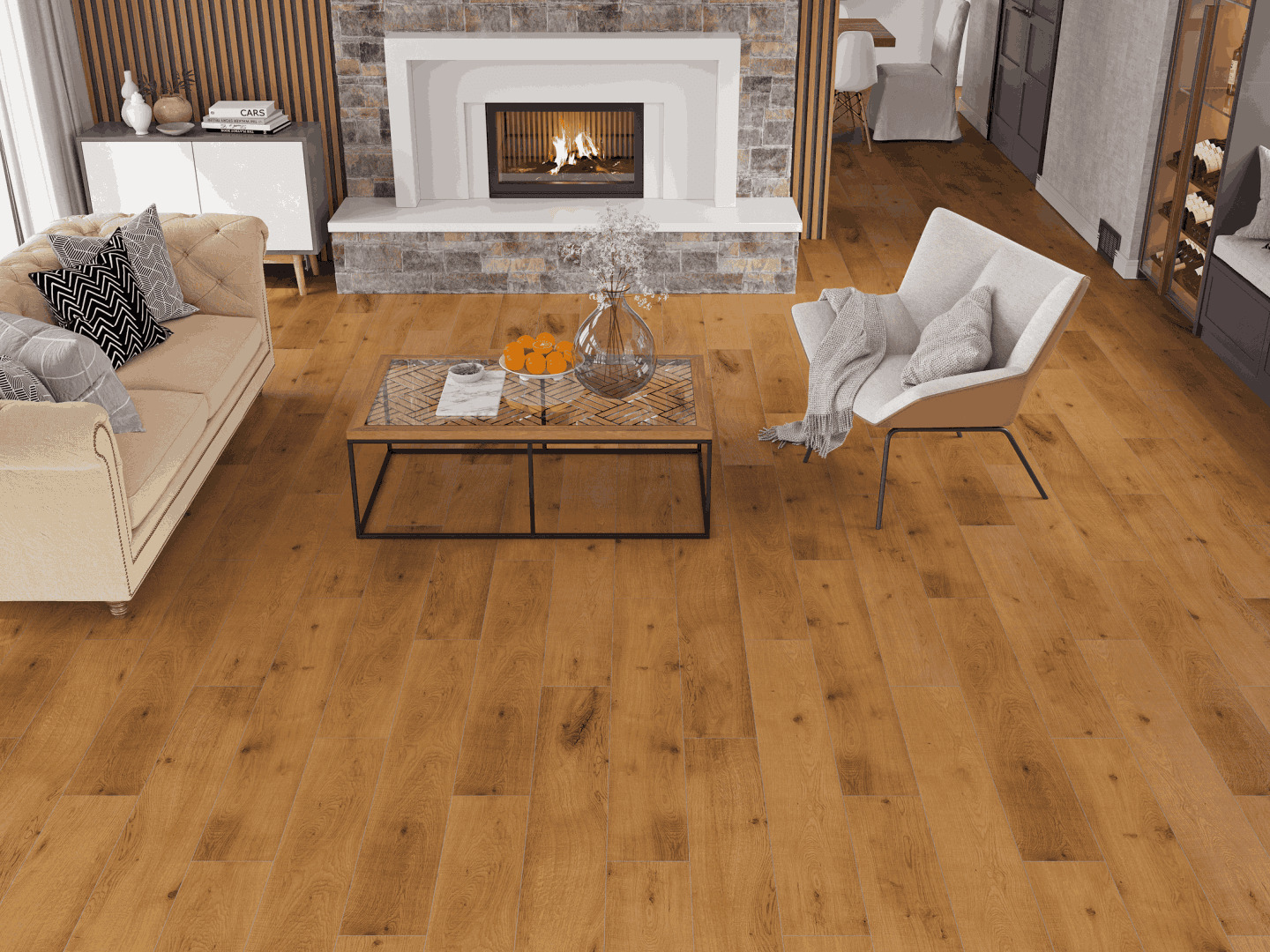 Ламинат Norland Elegant 10 Дуб Помона LF305-13 1220×198×10 фото в интерьере