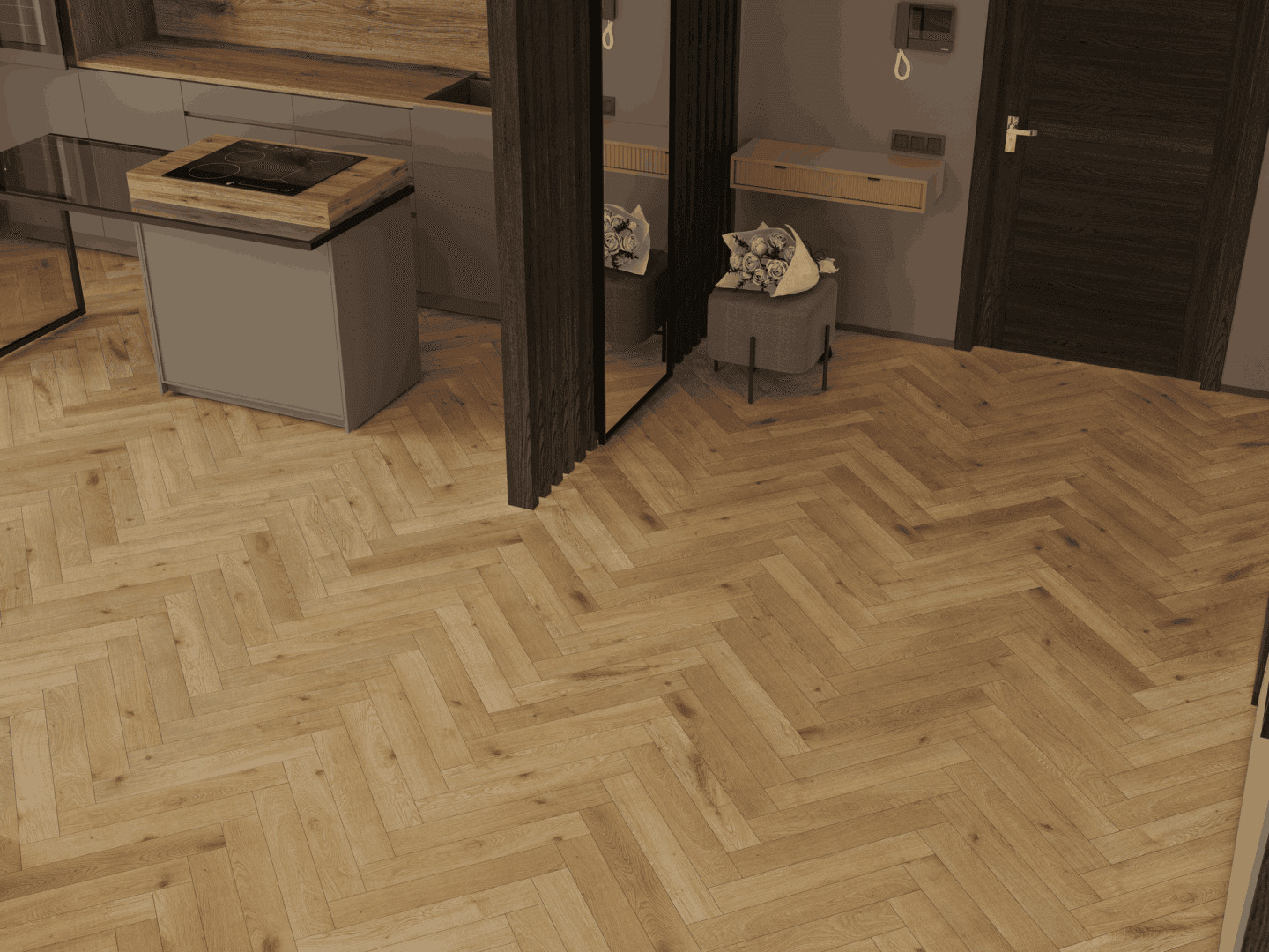 Ламинат Norland Herringbone Elegant 10 Дуб Хайнан LF306-09 венгерская елка 600×100×10 фото в интерьере Ламинат Norland Herringbone Elegant 10 Дуб Хайнан LF306-09 венгерская елка 600×100×10 фото в интерьере