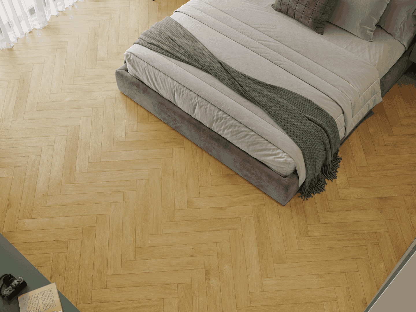 Ламинат Norland Herringbone Elegant 10 Дуб Мальта LF306-12 венгерская елка 600×100×10 фото в интерьере