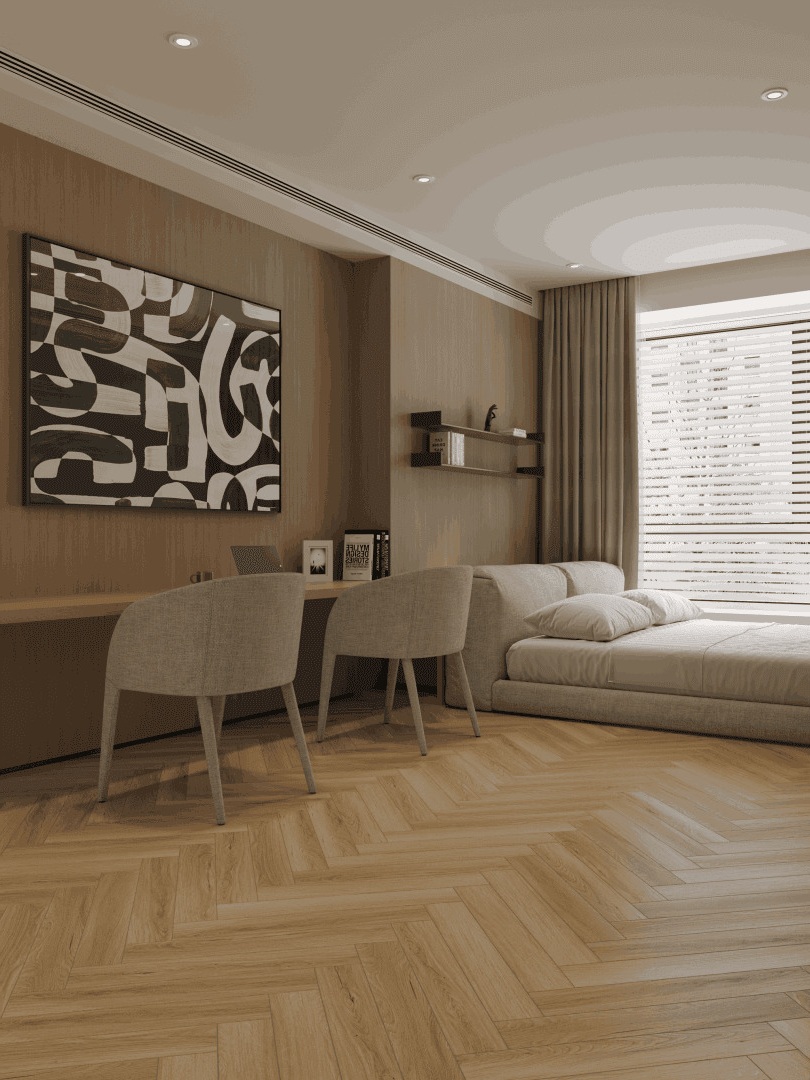 Ламинат Norland Herringbone Elegant 10 Дуб Босна LF306-39 венгерская елка 600×100×10 фото в интерьере