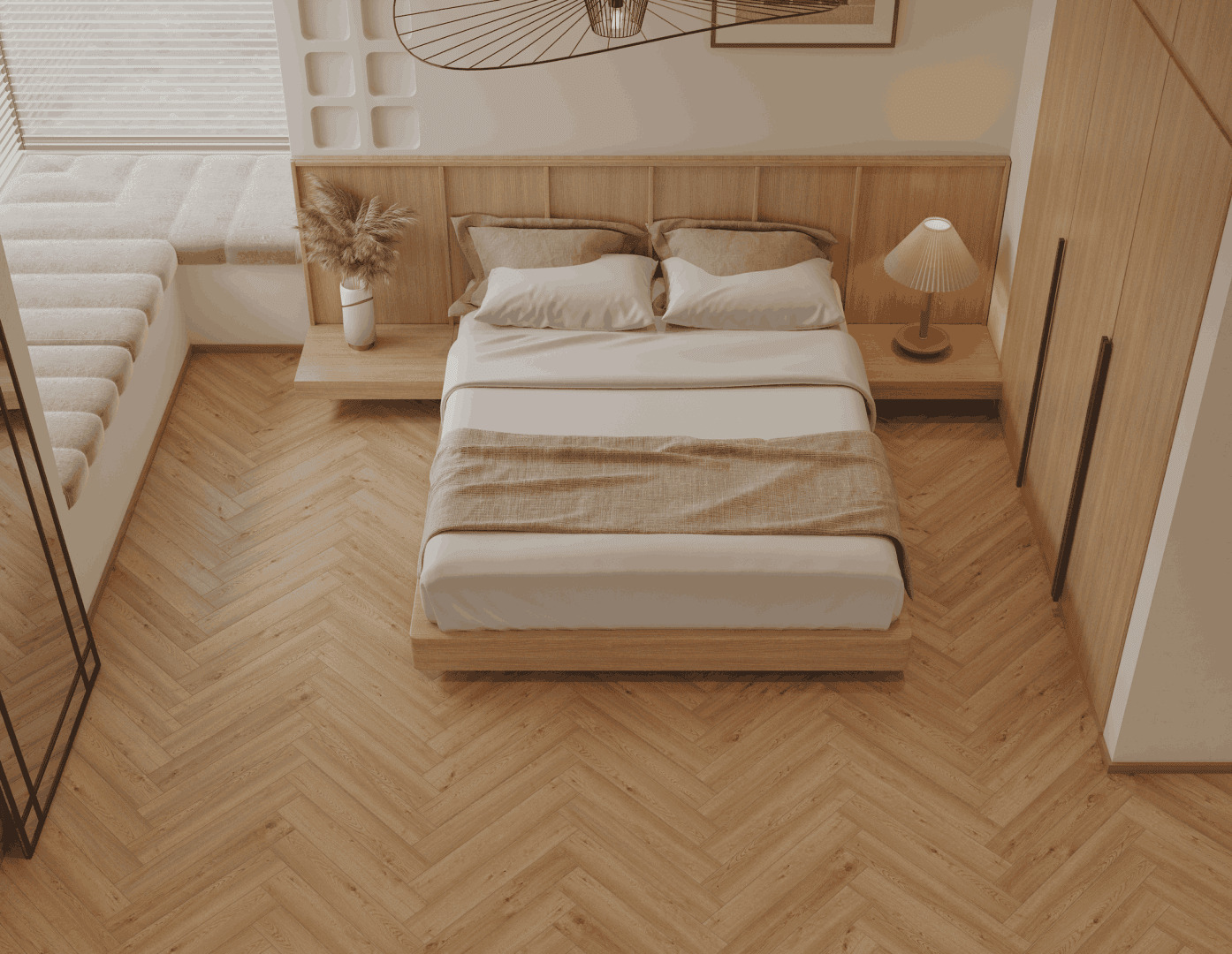 Ламинат Norland Herringbone Elegant Strong Дуб Альба LF304-31 венгерская елка 600×100×12 фото в интерьере