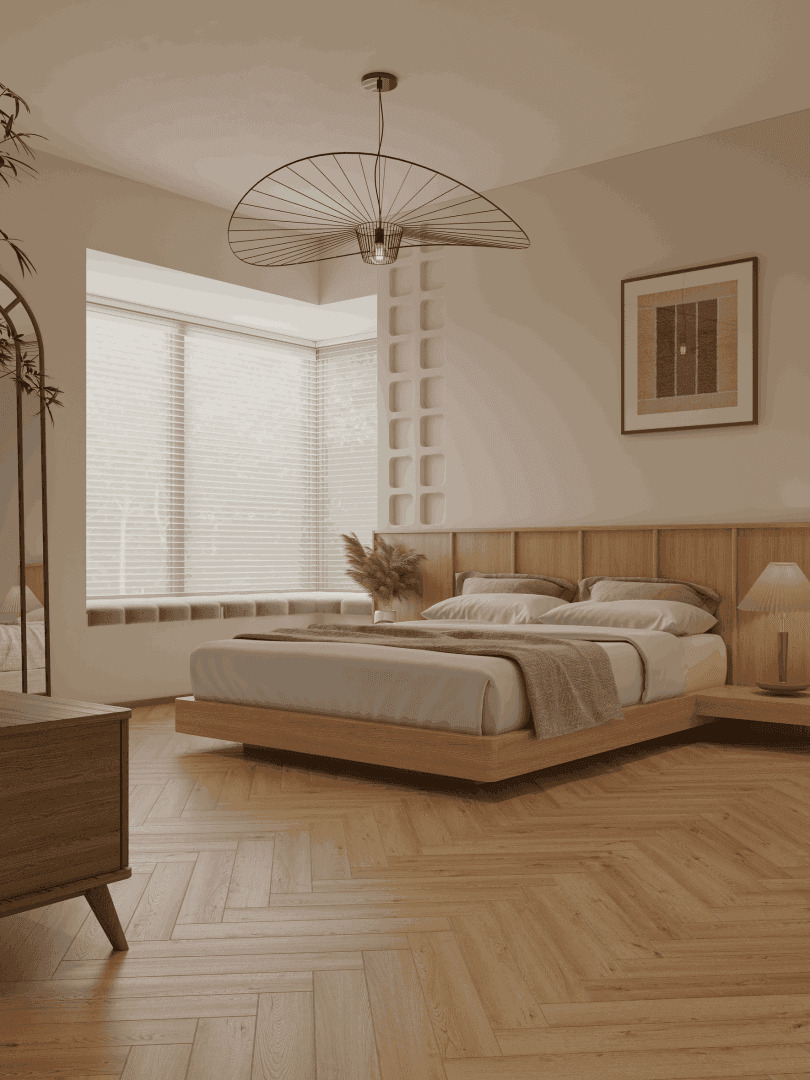 Ламинат Norland Herringbone Elegant Strong Дуб Альба LF304-31 венгерская елка 600×100×12 фото в интерьере