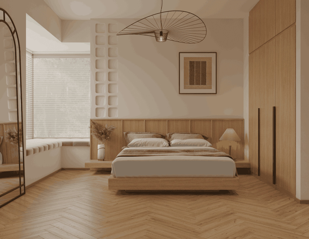 Ламинат Norland Herringbone Elegant Strong Дуб Альба LF304-31 венгерская елка 600×100×12 фото в интерьере