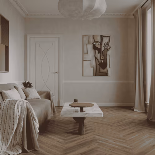 Ламинат Norland Herringbone Elegant Дуб Велла LF303-37 венгерская елка 600×100×8