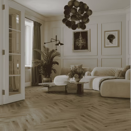 Ламинат Norland Herringbone Elegant Дуб Элла LF303-41 венгерская елка 600×100×8