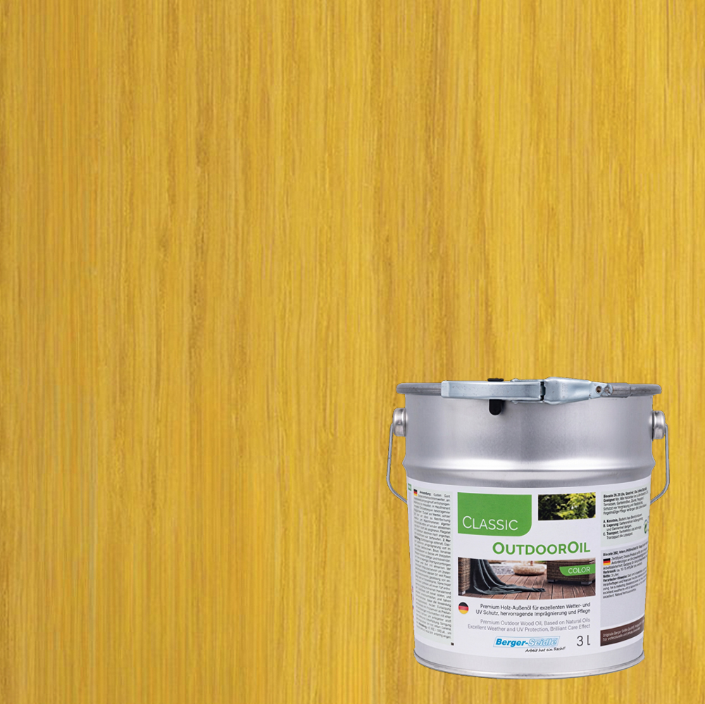 Масло для дерева Berger-Seidle Classic OutdoorOil Color цвет Lemon / Zitronengelb полуматовое 3 л