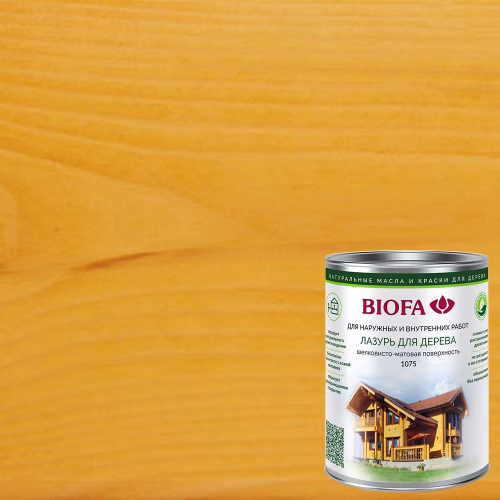 Лазурь для дерева Biofa 1075 цвет 1002 Золотистый шелковисто-матовая 2,5